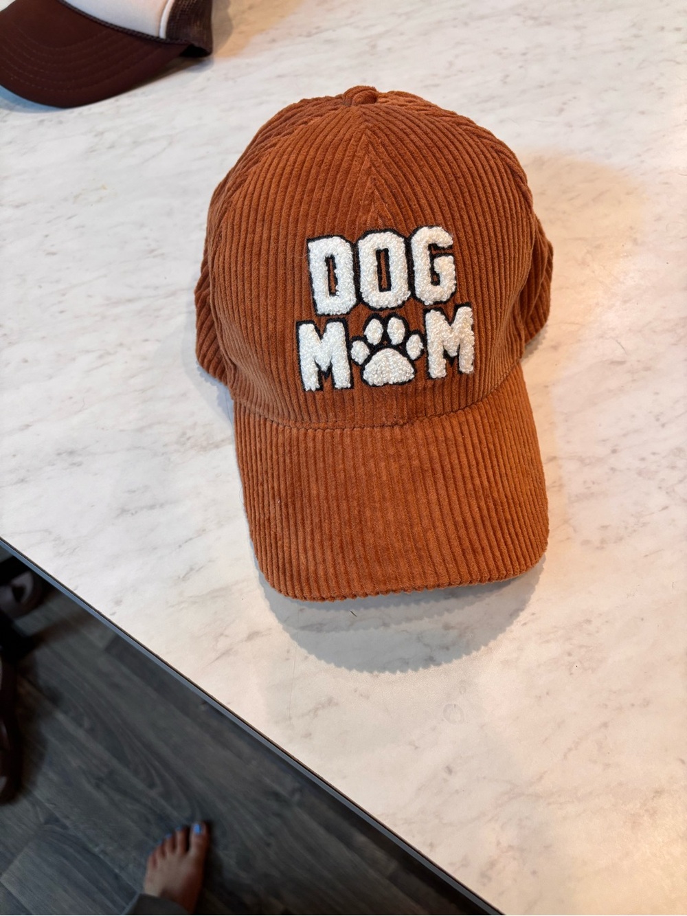 Dog Mom Corduroy Baseball Cap - Rust